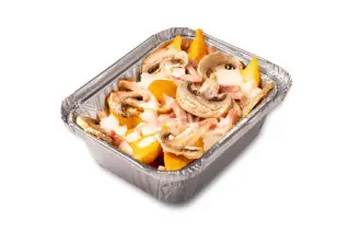Картофель с ветчиной и грибами