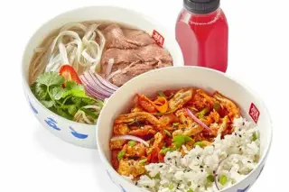 Комбо №1: Суп на выбор, Рис на пару с курицей и томатами, Морс