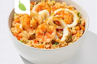Рис с кальмаром и креветками