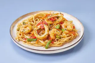 Удон с морепродуктами терияки