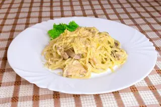 Паста с курицей и грибами