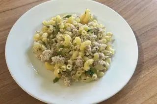 Макароны с куриным фаршем